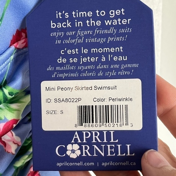 HOST PICK NWT April Cornell Mini Peony Skirted Swimsuit Swim Dress S Periwinkle - Picture 8 of 11